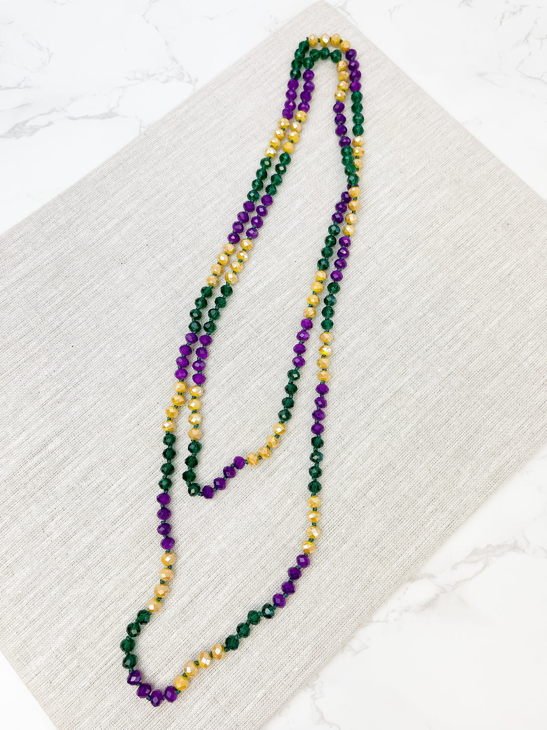 Endless Beaded Long Necklace - Purple, Gold & Green