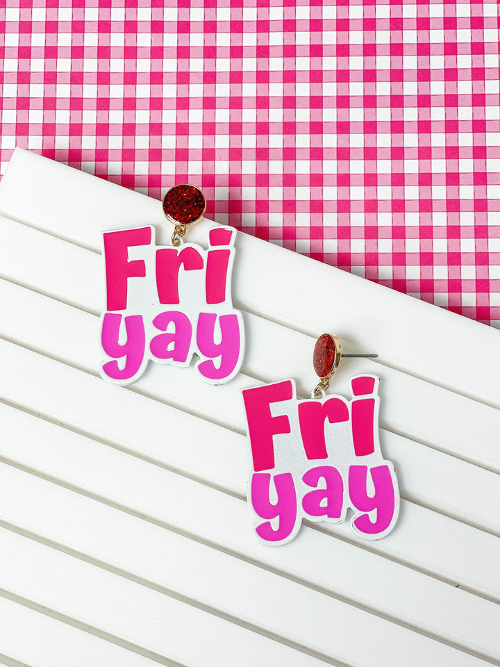 'Fri-Yay' Enamel Dangle Earrings