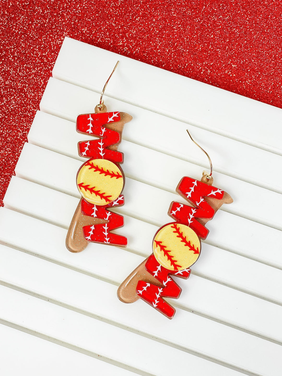 Softball 'Mom' Dangle Earrings