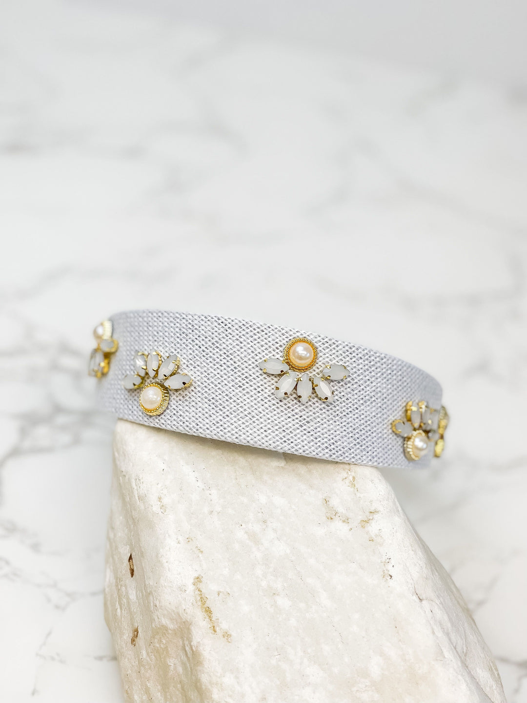 Pearl Flower Headband - Gray