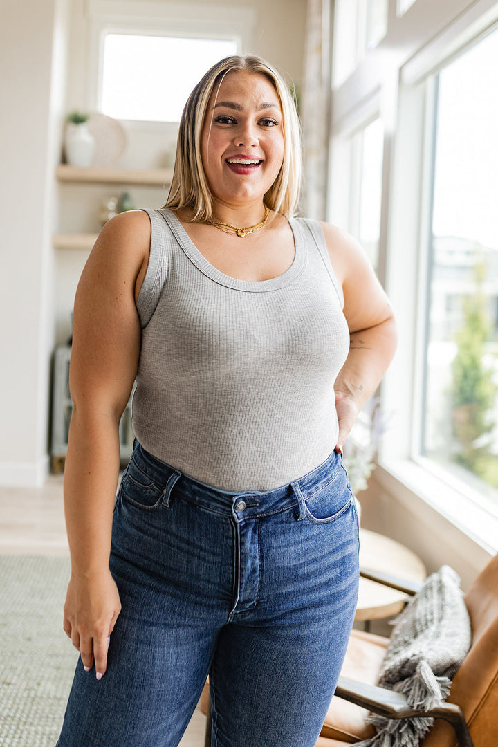 Just One More Ribbed Tank in Heather Grey