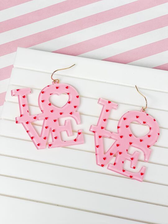 Mini Heart 'Love' Dangle Earrings