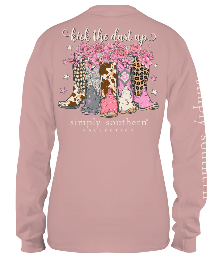 'Kick The Dust Up' Cowboy Boots Long Sleeve Tee by Simply Southern