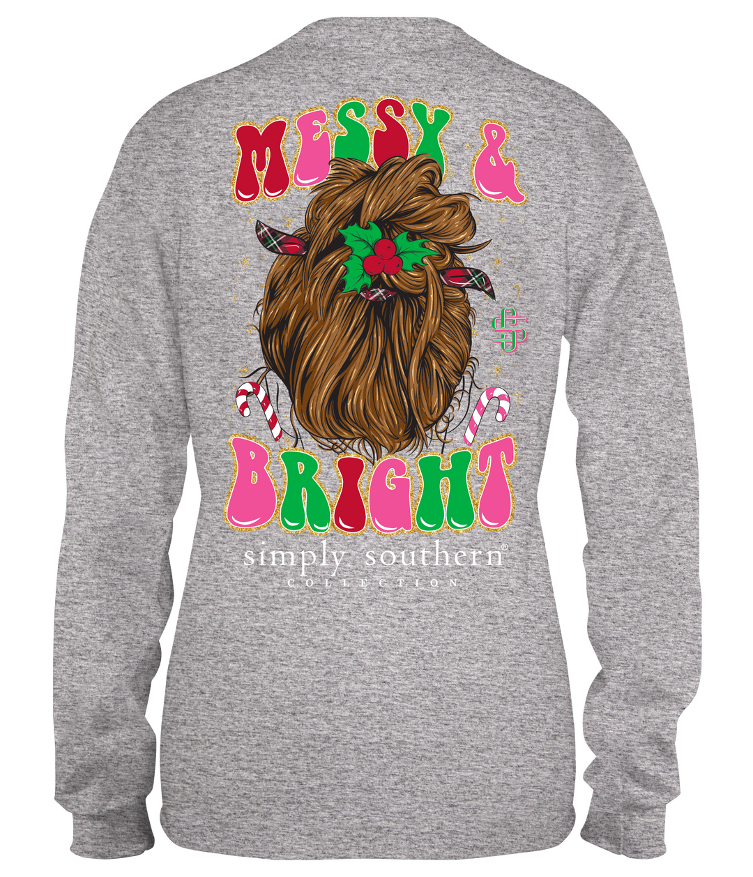 'Messy & Bright' Christmas Long Sleeve Tee by Simply Southern