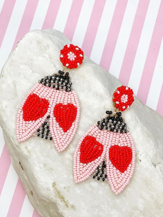 Love Bug Beaded Dangle Earrings