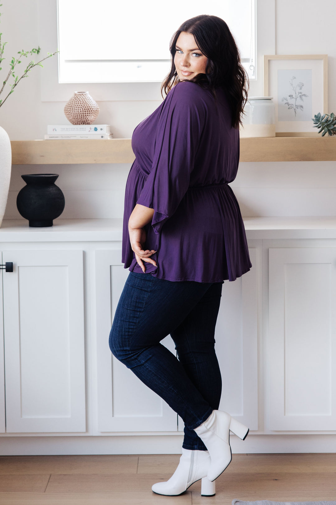 Love On The Line V-Neck Peplum Blouse (Ships in 2-3 Weeks)