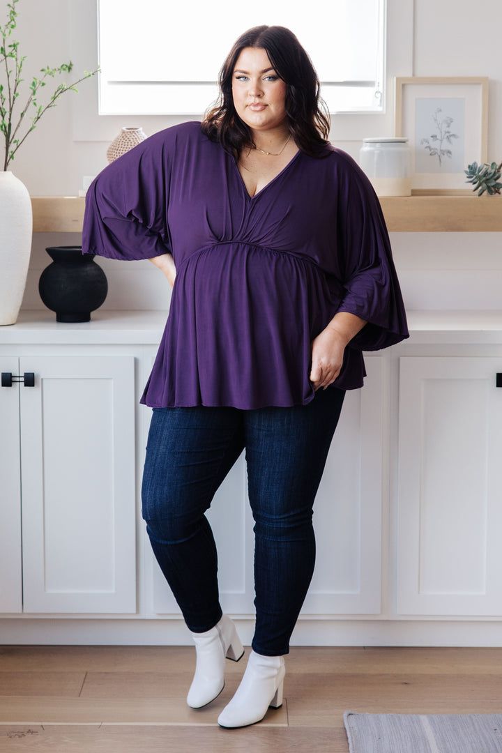 Love On The Line V-Neck Peplum Blouse (Ships in 2-3 Weeks)