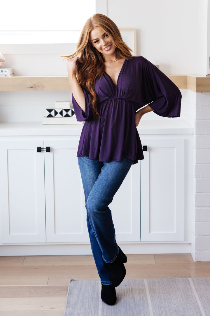 Love On The Line V-Neck Peplum Blouse (Ships in 2-3 Weeks)