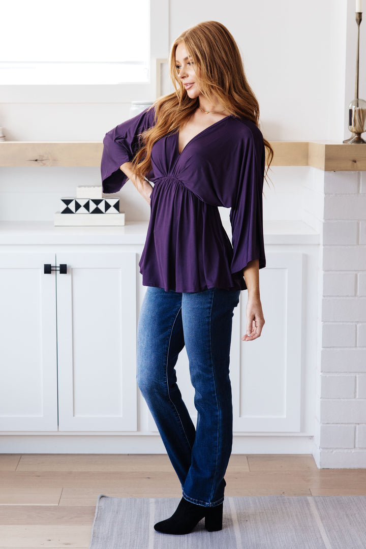 Love On The Line V-Neck Peplum Blouse (Ships in 2-3 Weeks)