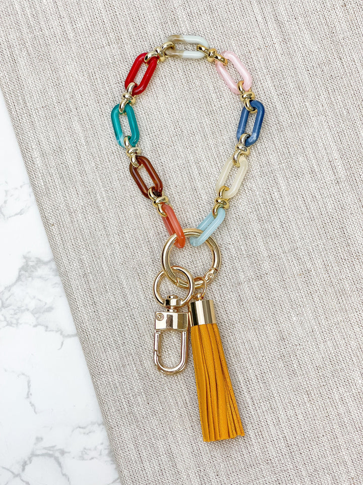 Resin Chainlink Bracelet Keychain - Multi