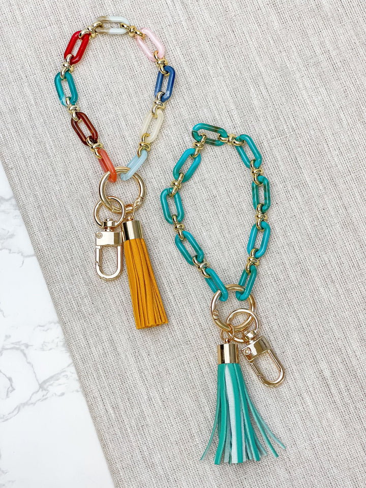 Resin Chainlink Bracelet Keychain - Mint