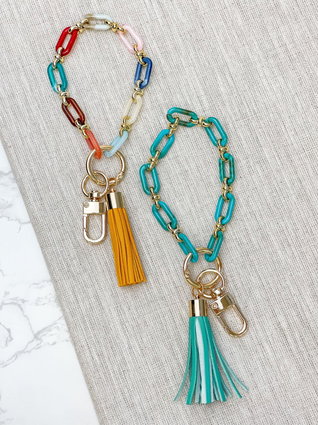 Resin Chainlink Bracelet Keychain - Multi