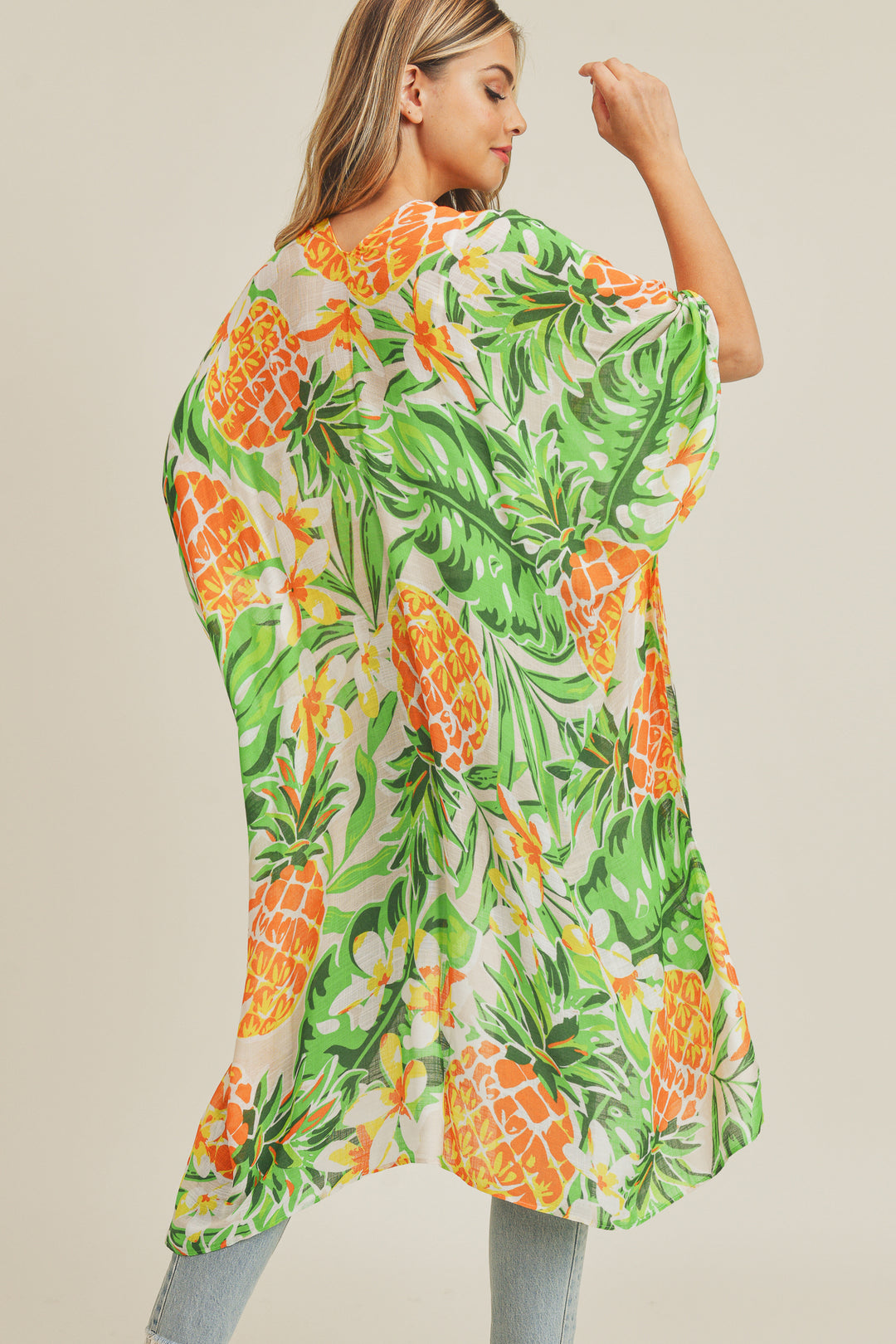 Bright Pineapple Open Front Kimono