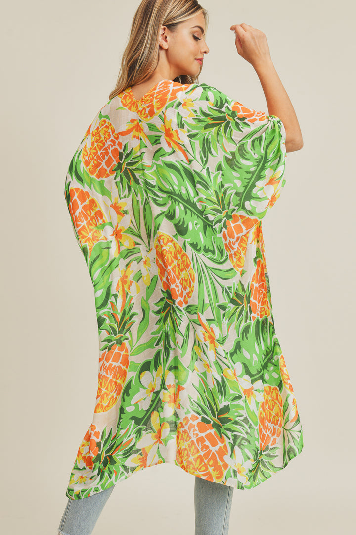 Bright Pineapple Open Front Kimono