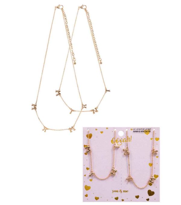 Mama & Mini Station Necklace Set - Gold