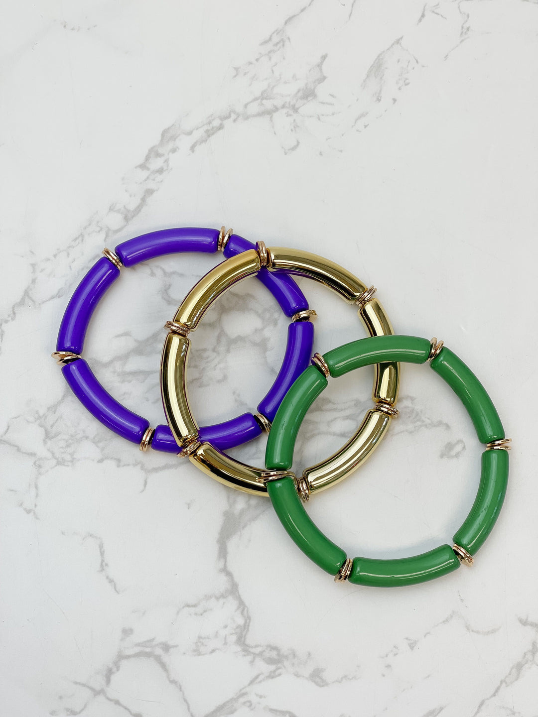 Mardi Gras Resin Bangle Bracelet Set