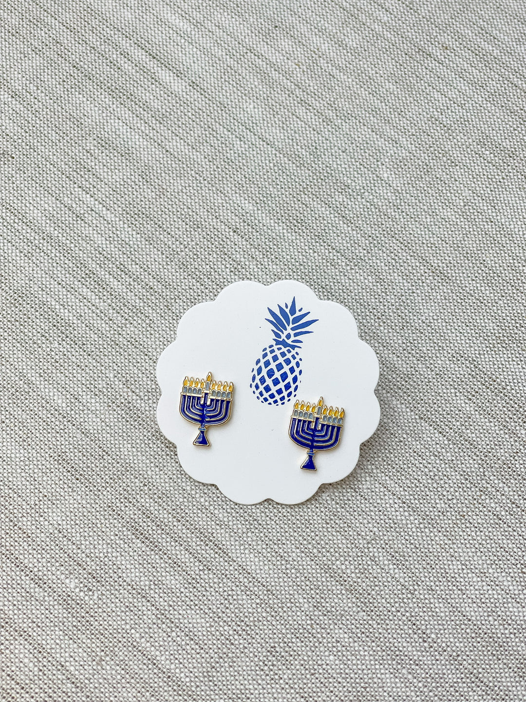 Menorah Signature Enamel Stud Earrings