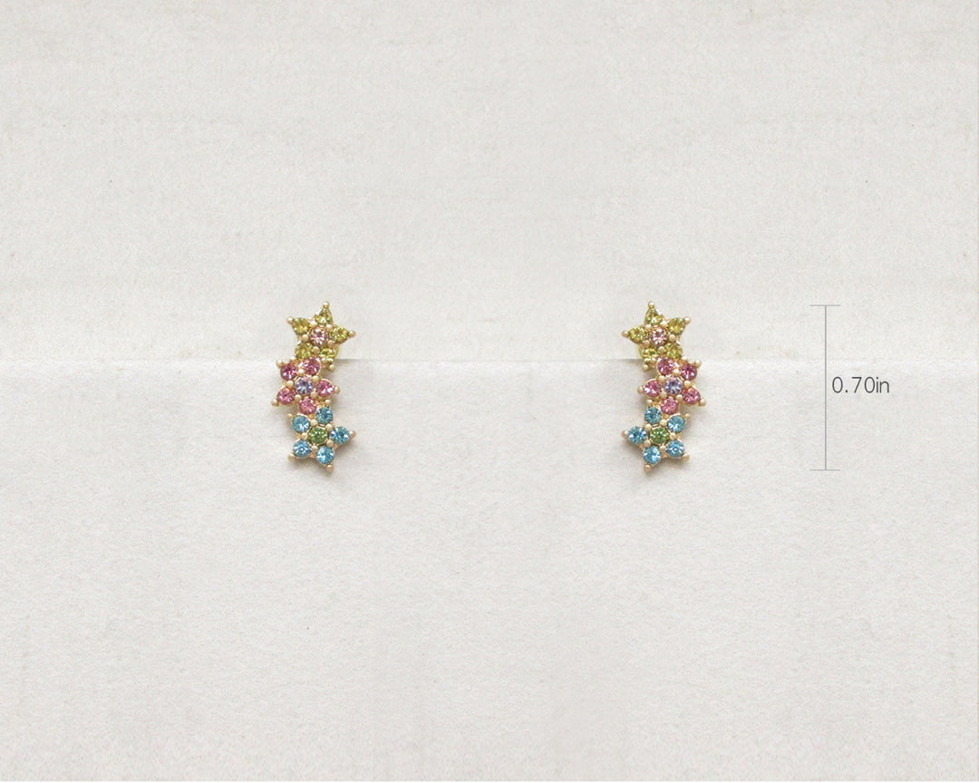 Glitzy Star Trio Drop Studs - Multi