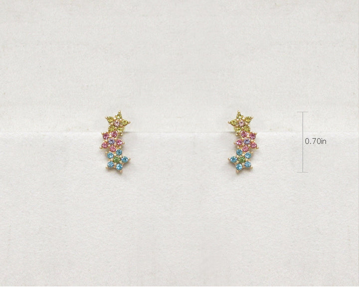 Glitzy Star Trio Drop Studs - Multi