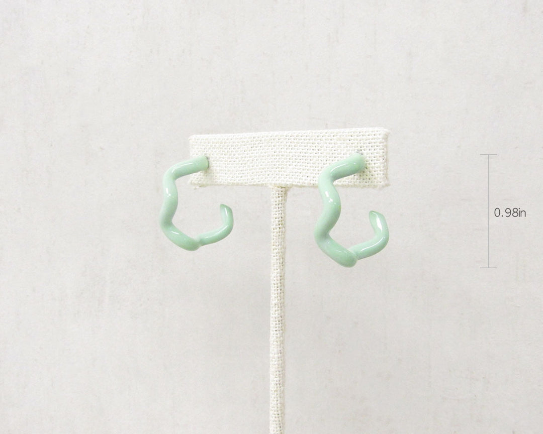 Enamel Coated Hoop Earrings - Green