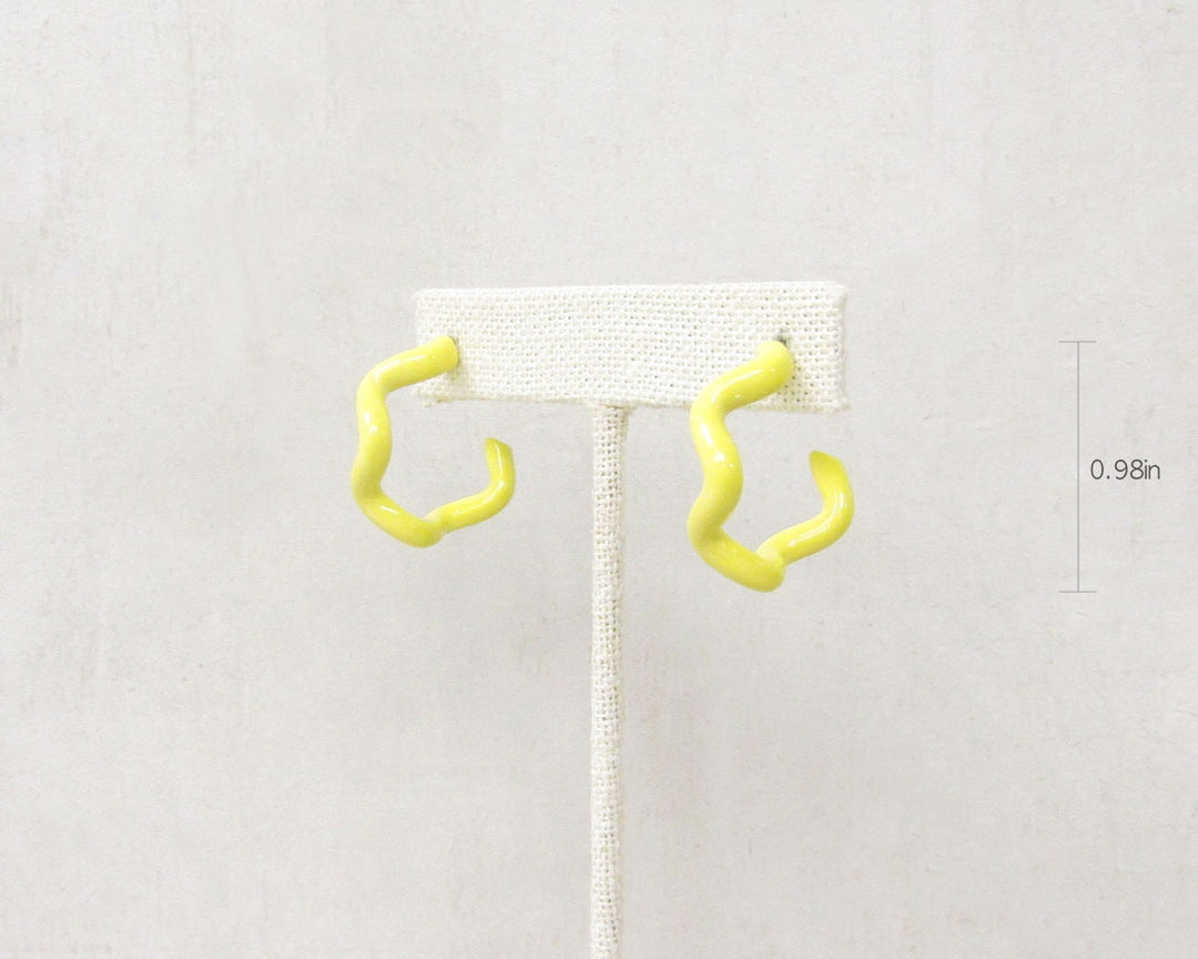 Enamel Coated Hoop Earrings - Yellow