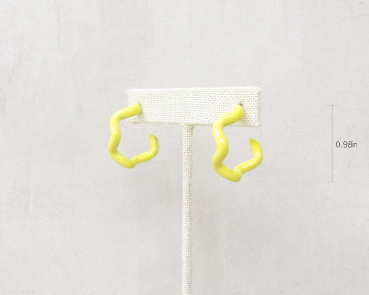 Enamel Coated Hoop Earrings - Yellow