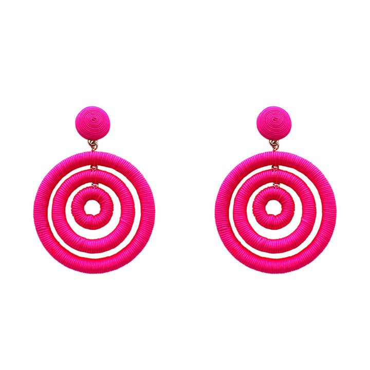 Neon Wrapped Dangle Earrings - Pink