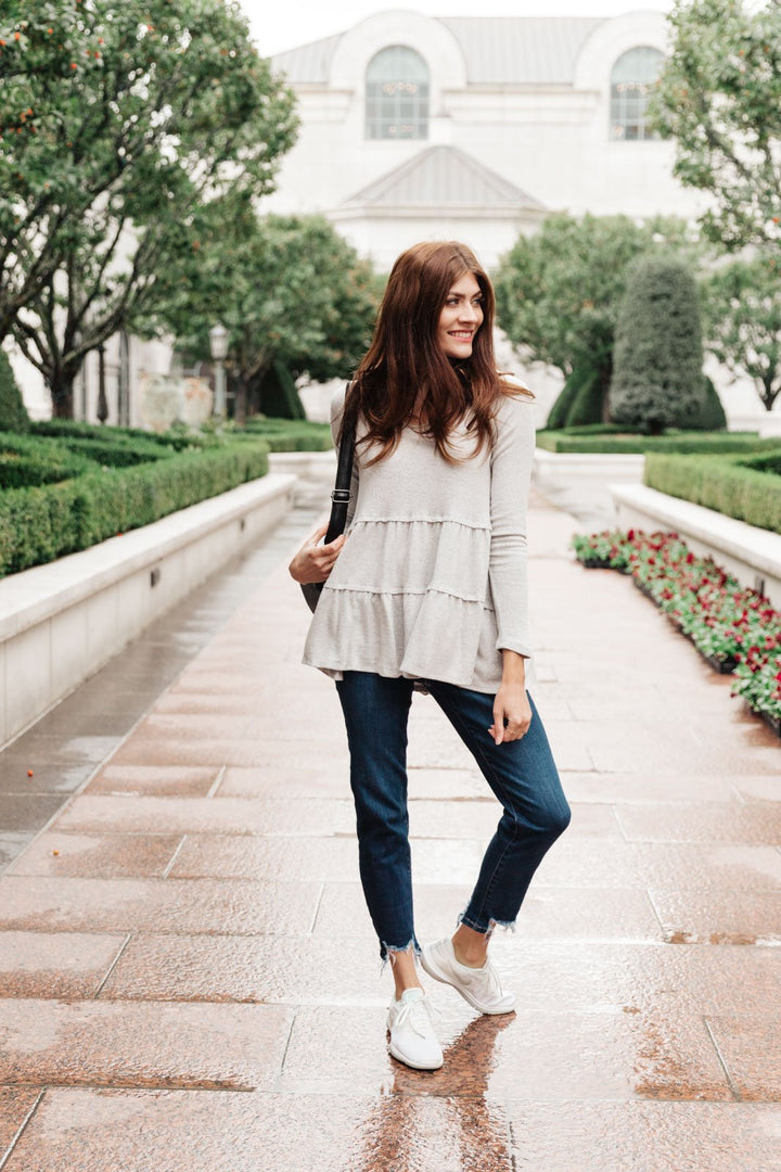 Nicely Done Tiered Top in Gray