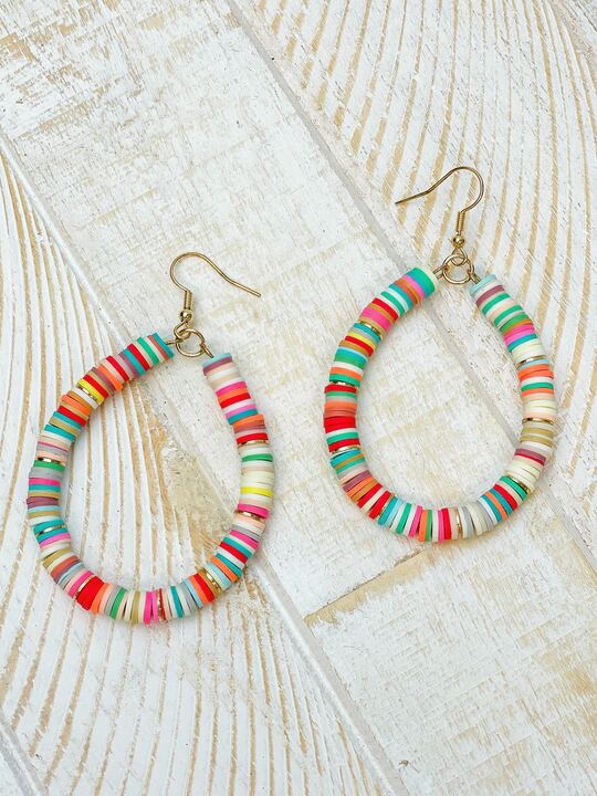 Teardrop Rubber Disc Dangle Earrings