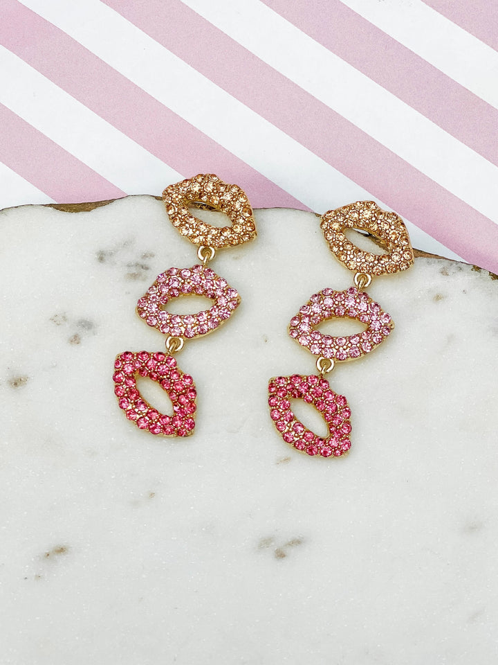 Pave Lips Dangle Earrings