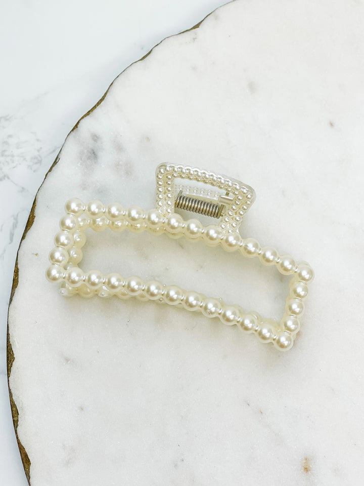 Preppy Pearl Square Claw Clip