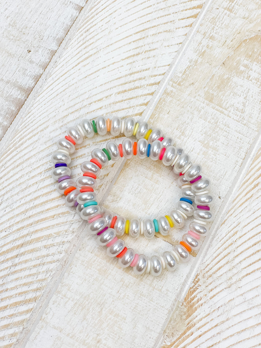 Rainbow Pearl Stretch Bracelet Set