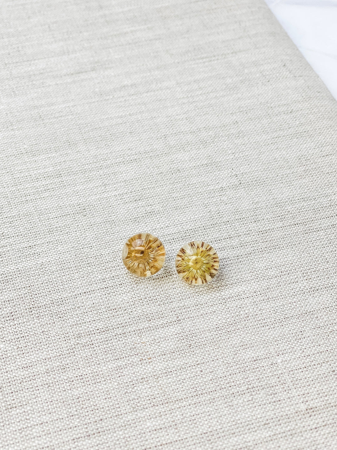 Pressed Flower Acrylic Stud Earrings - Ivory