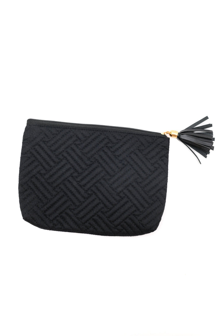 Quilted Travel Zip Pouch in Black (Ships in 1-2 Weeks) - 11/10