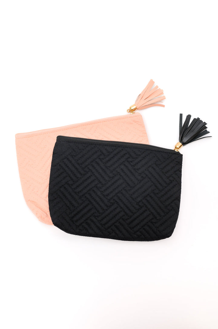 Quilted Travel Zip Pouch in Pink (Ships in 1-2 Weeks)