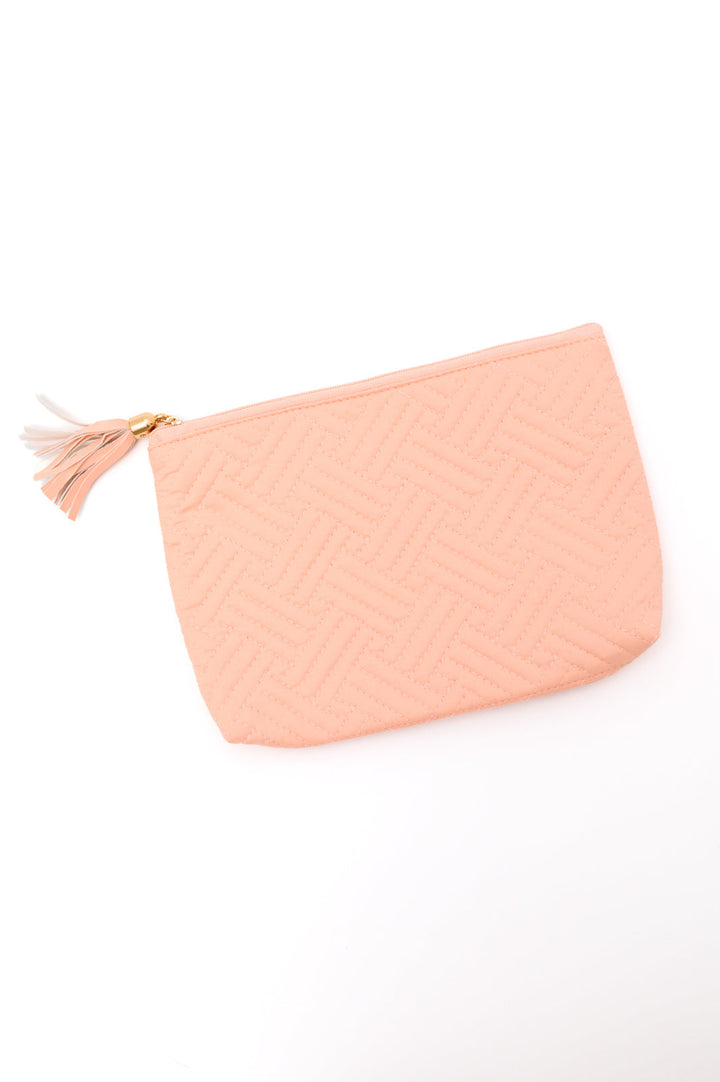 Quilted Travel Zip Pouch in Pink (Ships in 1-2 Weeks)