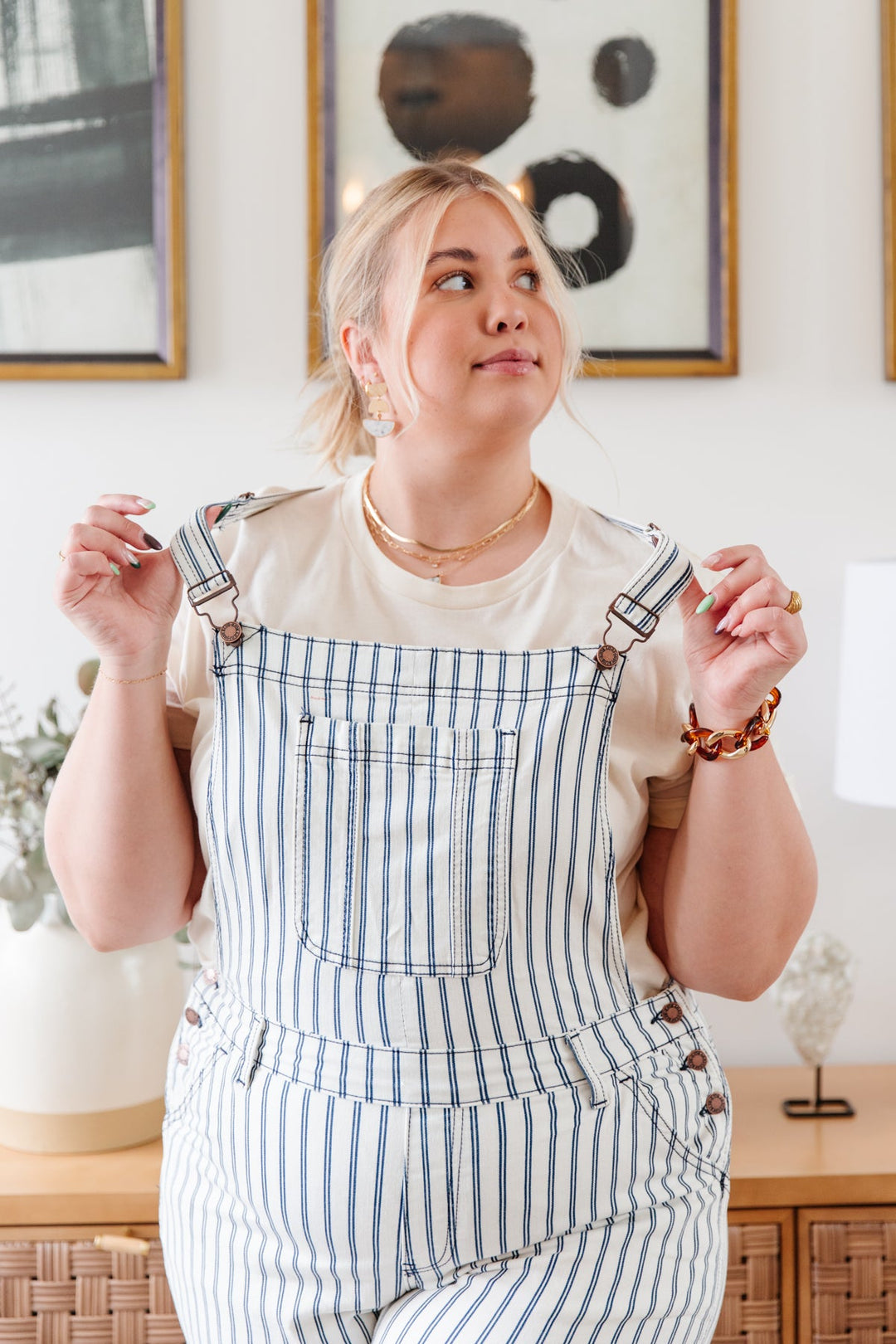 Railroad Stripe Overalls by Judy Blue