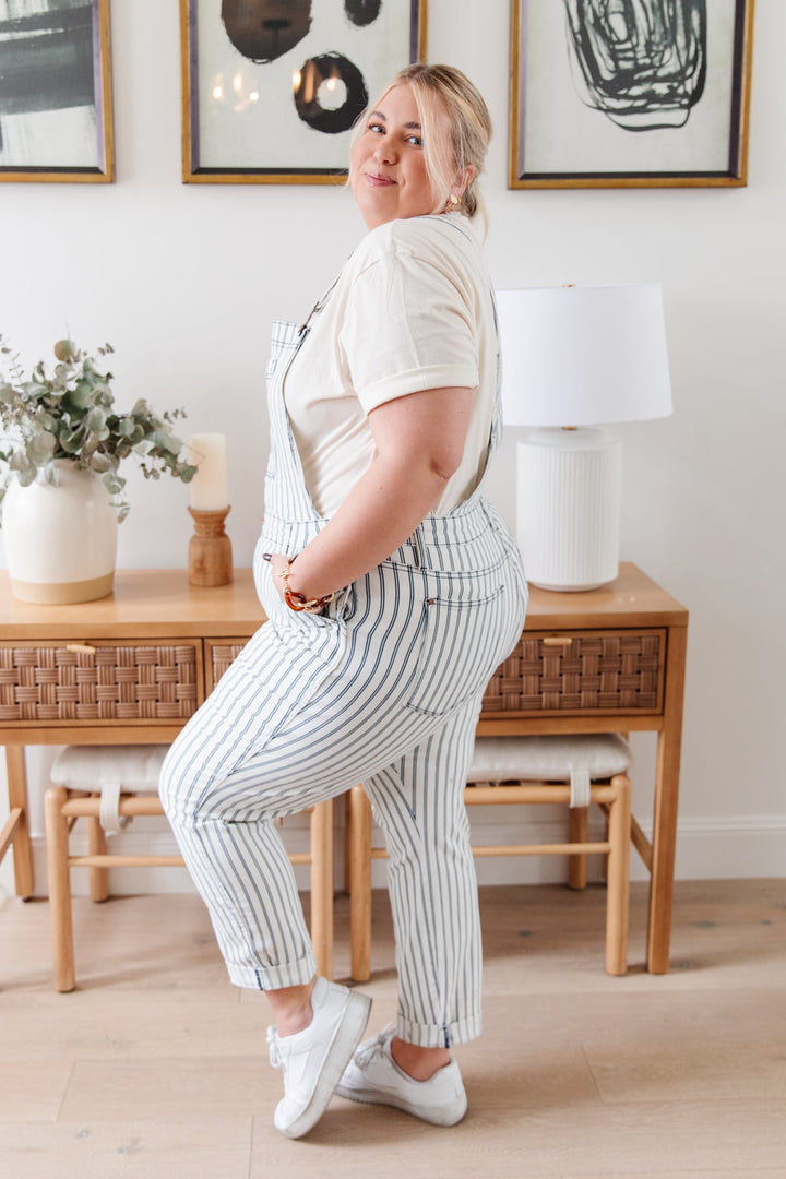 Railroad Stripe Overalls by Judy Blue