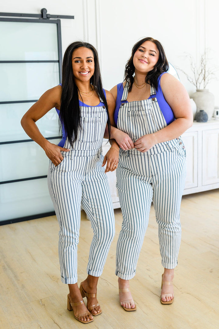 Railroad Stripe Overalls by Judy Blue