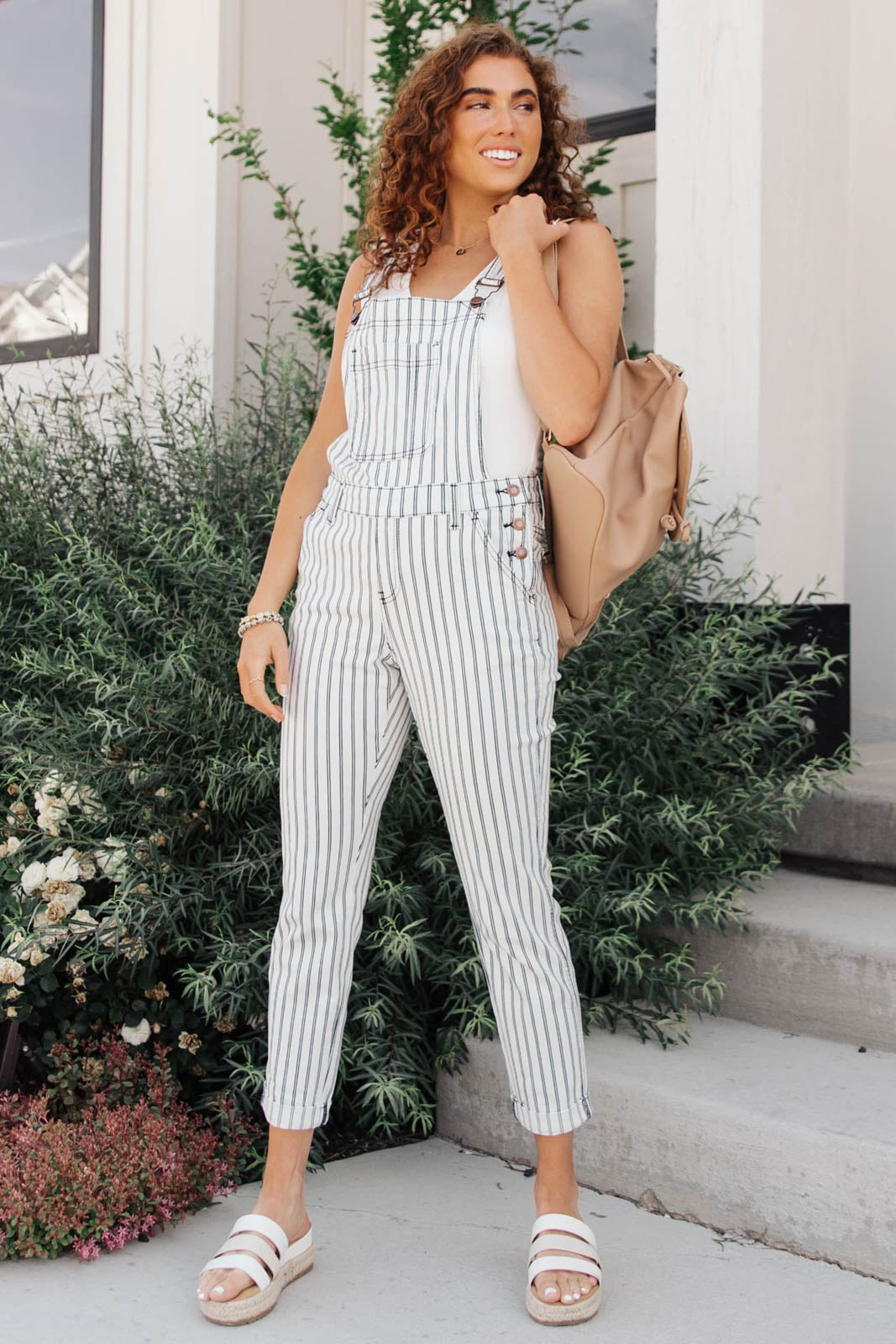 Railroad Stripe Overalls by Judy Blue