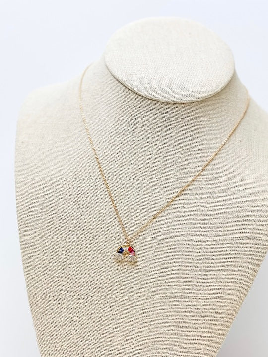 Cubic Zirconia Rainbow Pendant Necklace