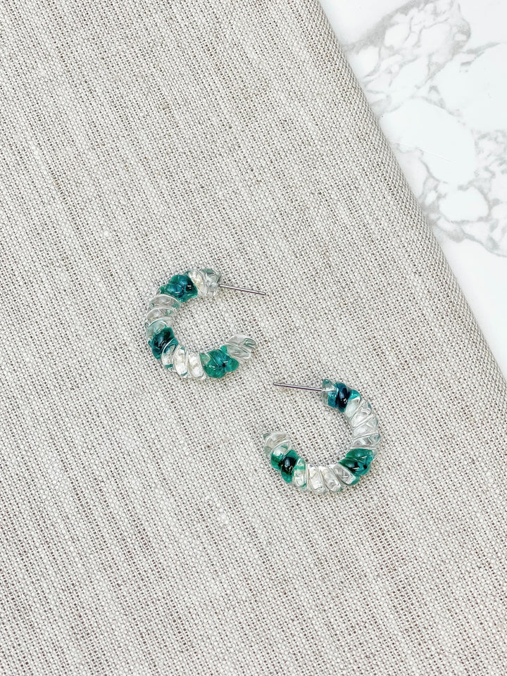 Petite Dried Flower Hoop Earrings - Green