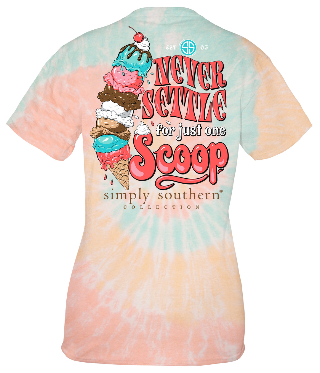 'Never Settle For Just One Scoop' Tie Dye Short Sleeve Tee by Simply Southern