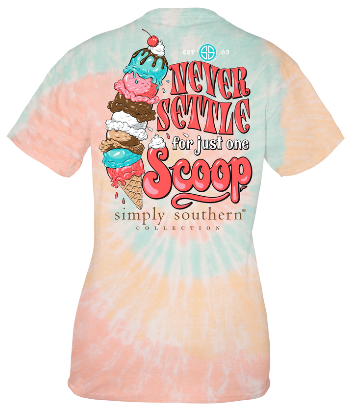 'Never Settle For Just One Scoop' Tie Dye Short Sleeve Tee by Simply Southern