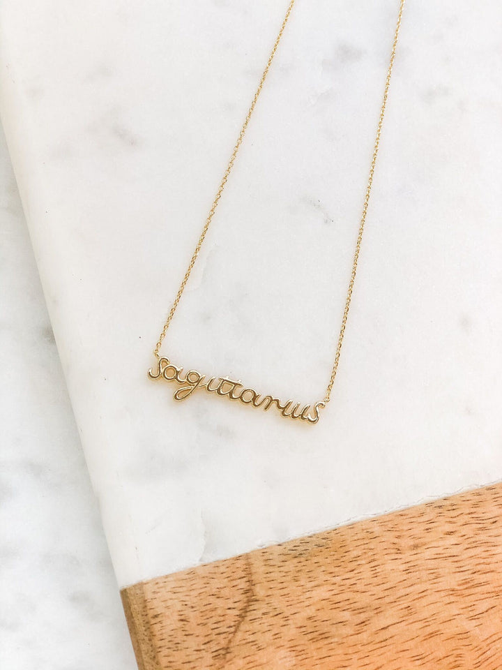 Zodiac Name Plate Necklaces