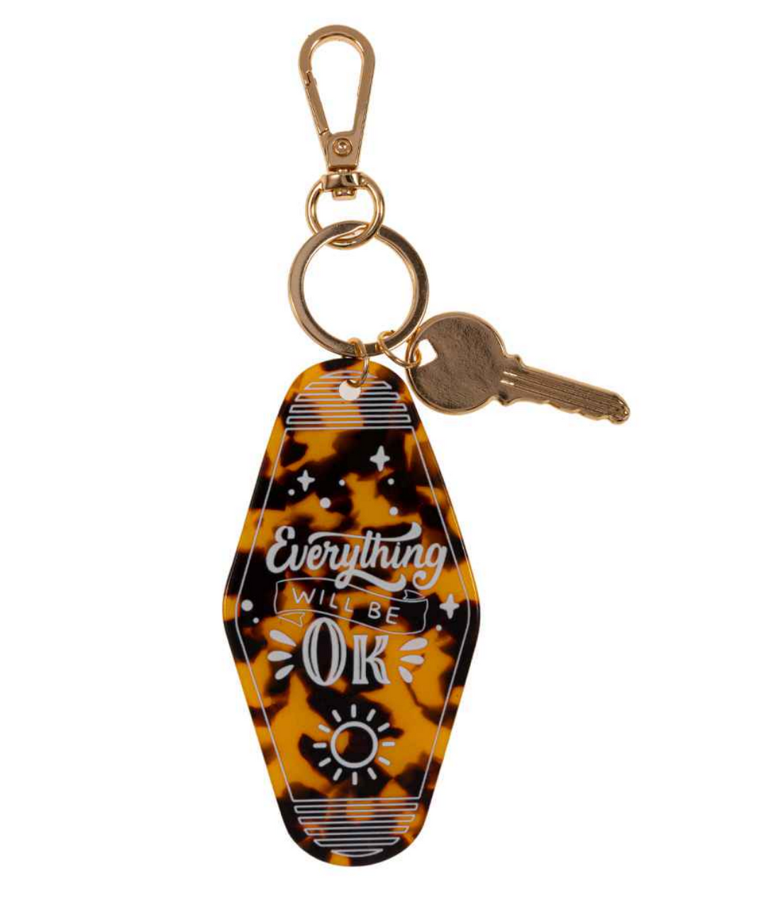 'Everything Will Be Okay' Retro Motel Keychain - Tortoise