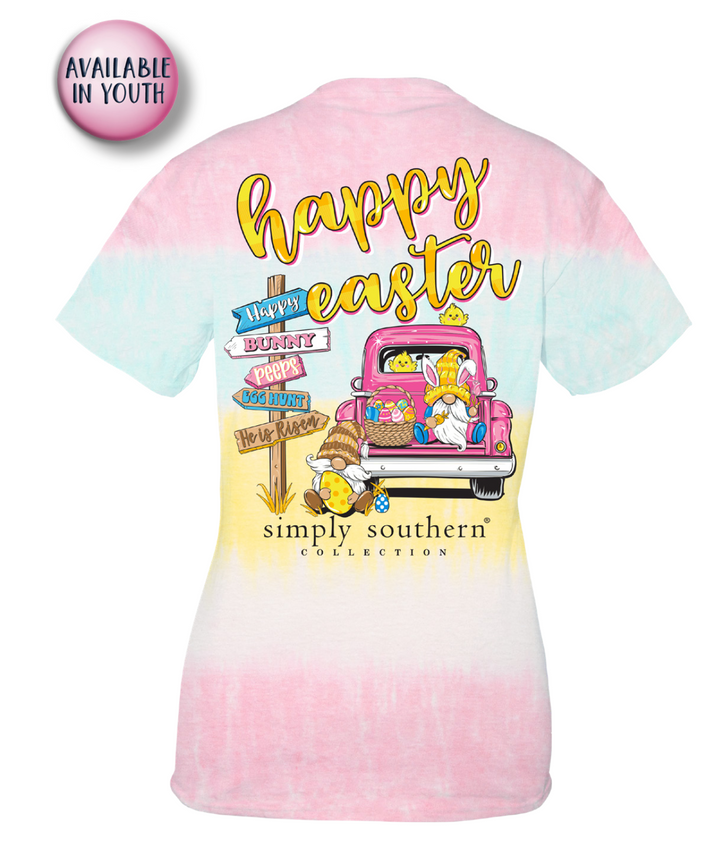 'Happy Easter' Gnome Short Sleeve Tie Dye Tee by Simply Southern