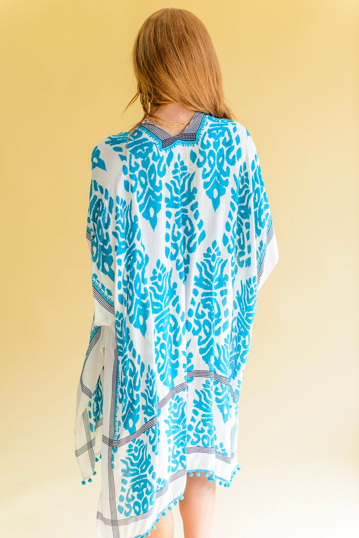 Elena Printed Kimono - Teal