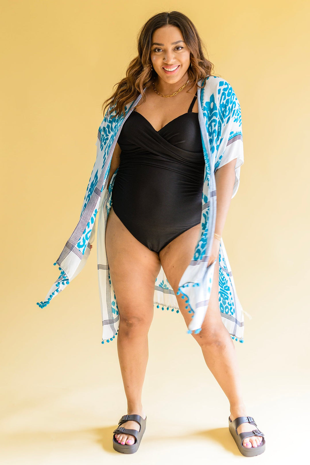 Elena Printed Kimono - Teal