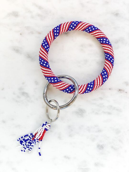 Seed Bead Tassel Key Ring Bangles - Stars and Stripes